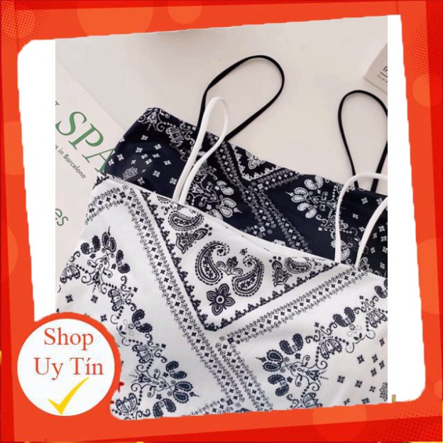 Áo Croptop Hai Dây Khăn Yếm Banda Áo Quây Họa Tiết Thổ Cẩm Xinh Xắn Hàng VNXK