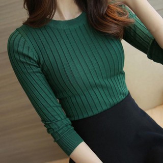 Áo len len mỏng tay dài cổ tròn