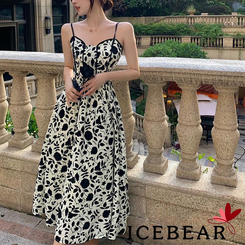 Đầm Hai Dây Dáng Chữ A In Hoa Thời Trang Đi Biển Cho Nữ