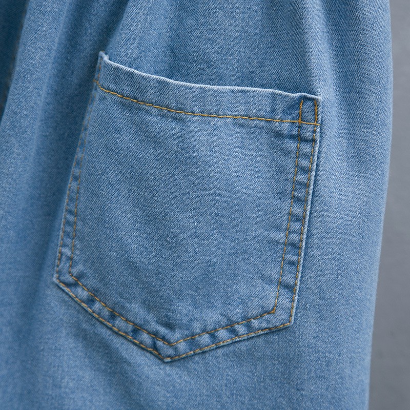 Quần short Denim lưng cao thiết kế dáng rộng có size lớn cho phái nữ