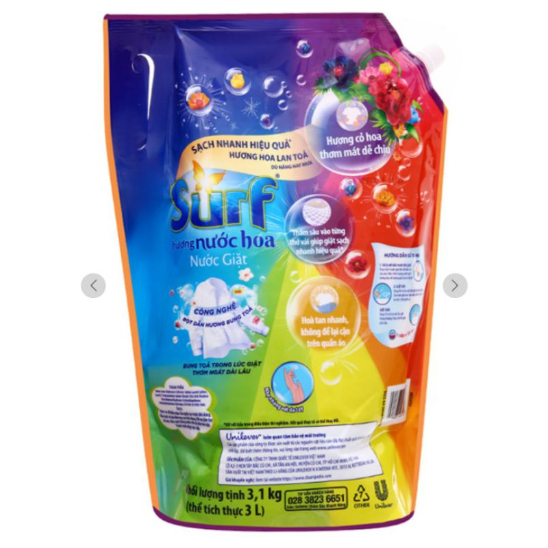 [HOT] Nước giặt Surf hương nước hoa thơm lâu 3.1kg