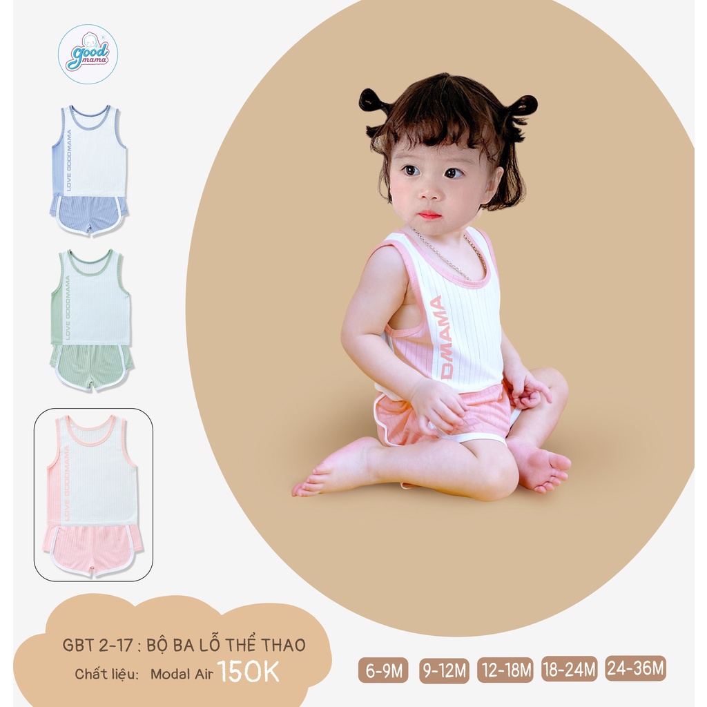 Bộ ba lỗ thể thao thoáng khí Goodmama GBT2-17