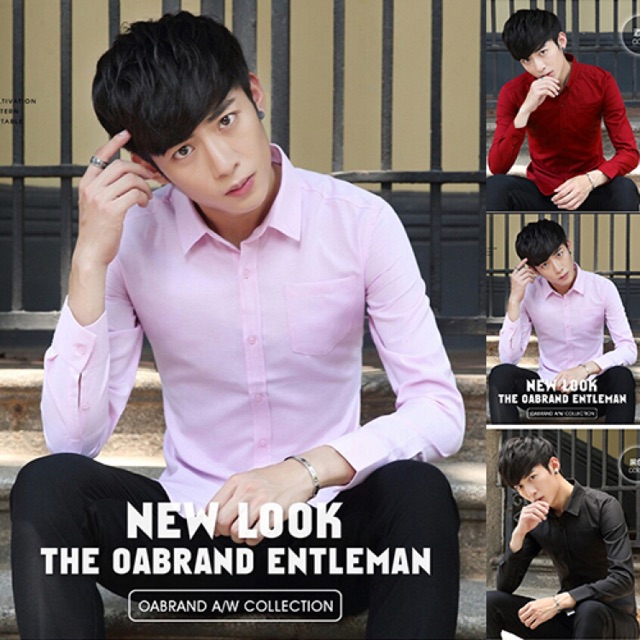 Áo sơ mi nam thanh lịch tay dài size M L Xl 2Xl màu đỏ, hồng, đen