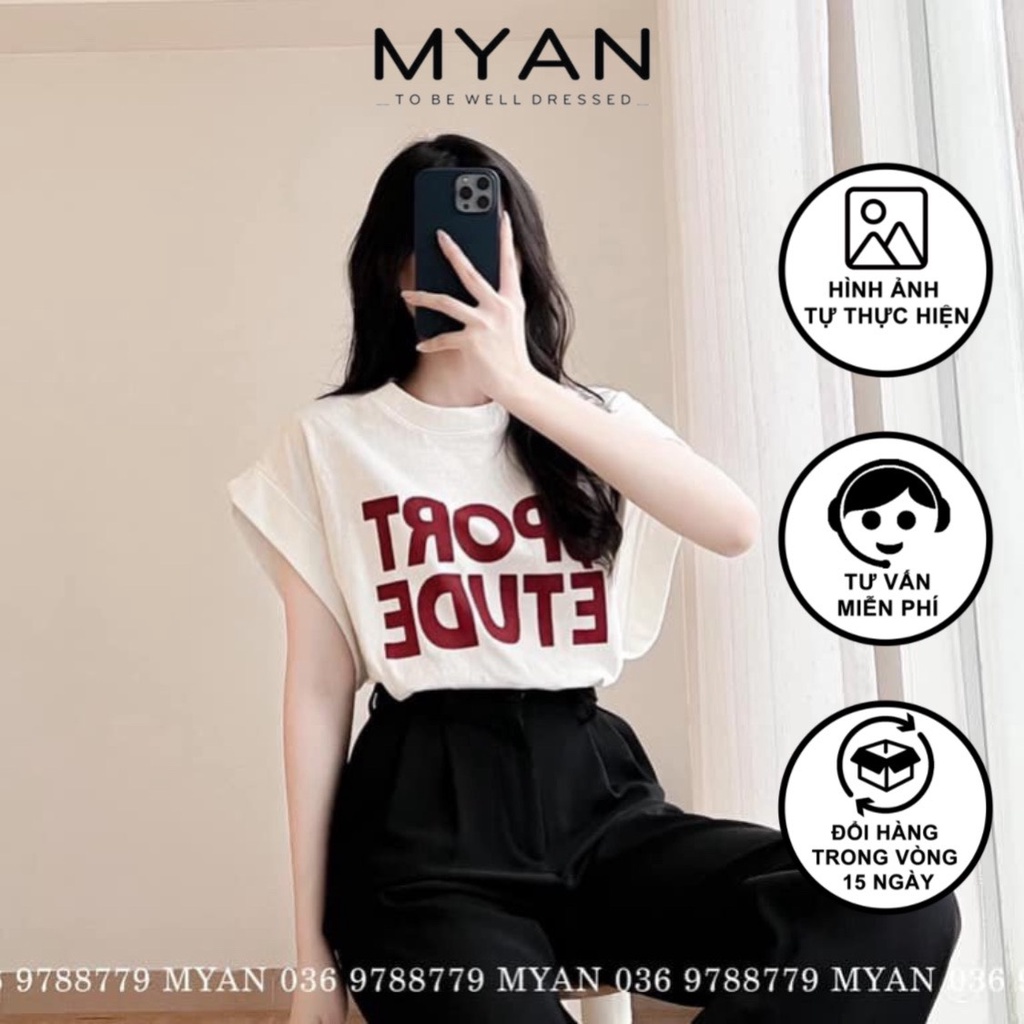 Áo Thun Nữ Sát Nách - Áo Phông Nữ "Sport Etude" Cổ Tròn, Tay Hến (Trắng, Đỏ, Ghi, Đen) MYAN - A032206