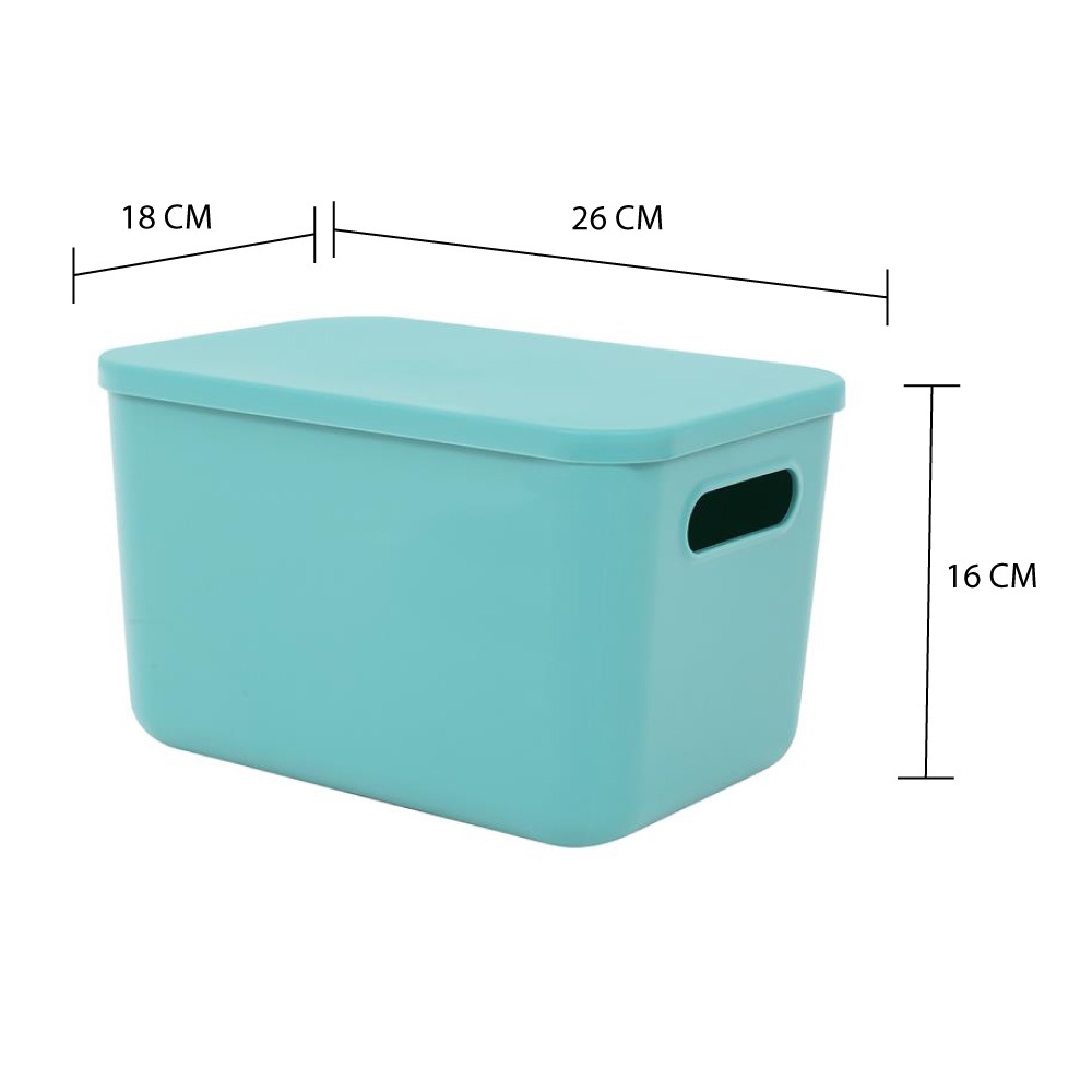 HomeBase STACKO Thùng nhựa có nắp size S R16xS26xC18cm màu xanh lá