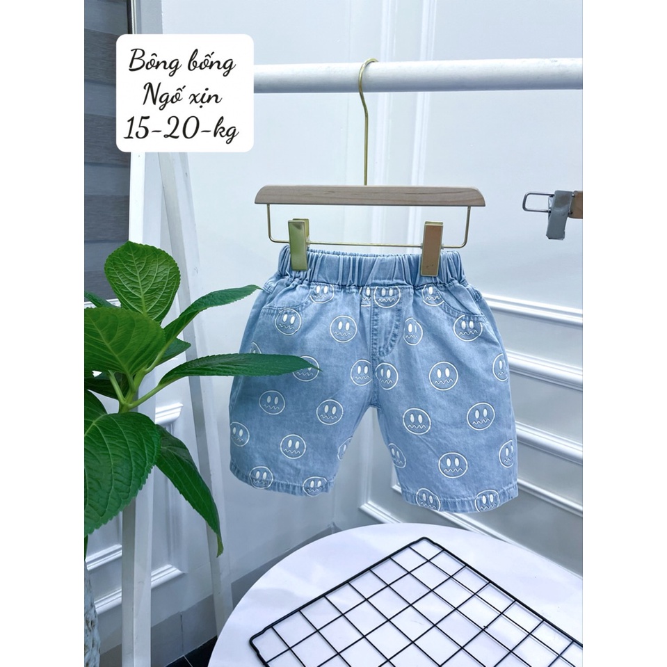 Quần jean short đùi bé trai cao cấp mềm mịn từ 8-18kg