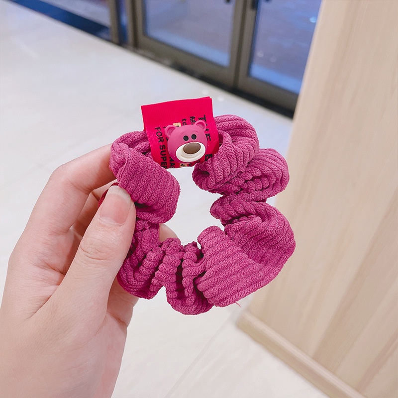 Dây buộc tóc scrunchies dây cột tóc buộc tóc phụ kiện tócDây Cột Tóc Cao Su Hình Gấu / Dâu Tây Dễ Thương Phong Cách Nhật Hàn Cho Nữ