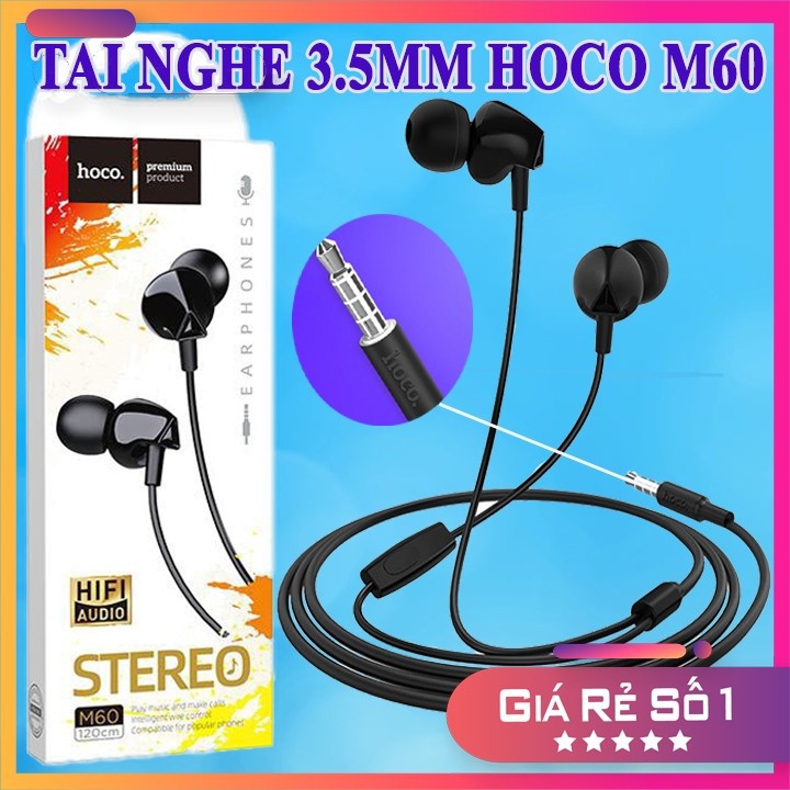 [FREESHIP] TAI NGHE ĐIỆN THOẠI 3.5MM HOCO M60 CÓ MÍC - Nhạc Hay - Giá Tốt - PHỤ KIỆN CÔNG NGHỆ HÀ NỘI - 17001