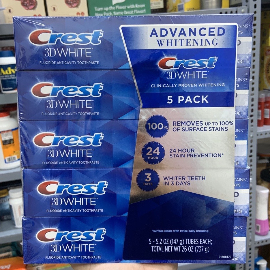Kem đánh răng Crest 3D White Advanced Triple Whitening 147g