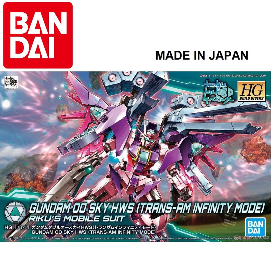 Đồ chơi Lắp ráp Mô hình Gundam Bandai 1/144 HGBD Gundam 00 Sky HWS (Trans-AM Infinite Mode) Serie HG Build Divers