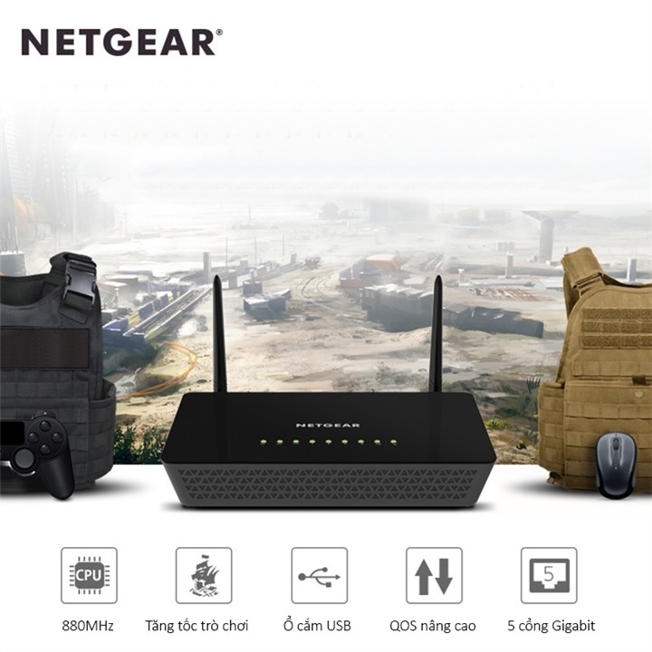 Bộ Phát Sóng Wifi Router Netgear R6220 Chuẩn Ac 1200 Mbps 2.4G &amp; 5G Trải Nghiệm Tốc Độ Wifi Siêu Nhanh