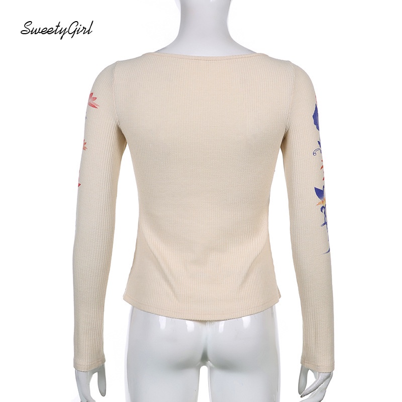 Áo Thun Tay Dài Cổ Tròn In Họa Tiết Nhiều Màu Sắc Thời Trang Đường Phố Dành Cho Nữ 2022