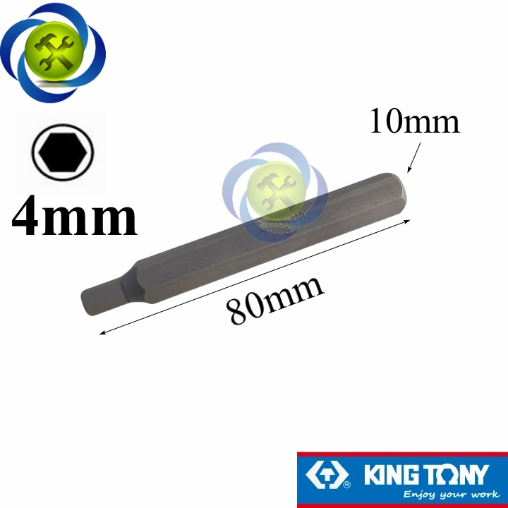 Mũi vít đóng lục giác 4mm Kingtony 168004H thân 10mm dài 80mm