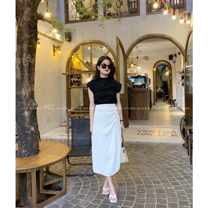 Chân váy lụa mềm nhún