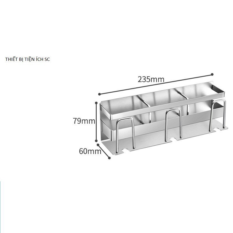 Kệ Đựng Tuýp Kem Đánh Răng , Bàn Chải INOXSUS304 Phay Xước Cao Cấp 3 Ngăn Dán Tường