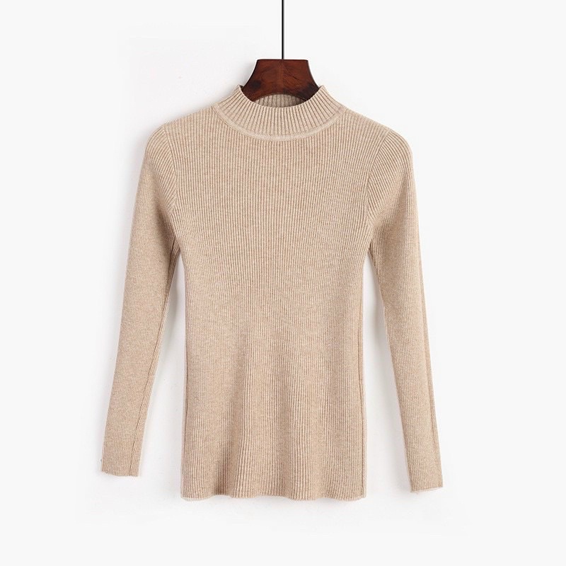 Áo len nữ Hàn Quốc xuất xịn, Áo len tăm cổ 3 phân chất mềm mịn, Áo giữ nhiệt nữ cổ cao | BigBuy360 - bigbuy360.vn