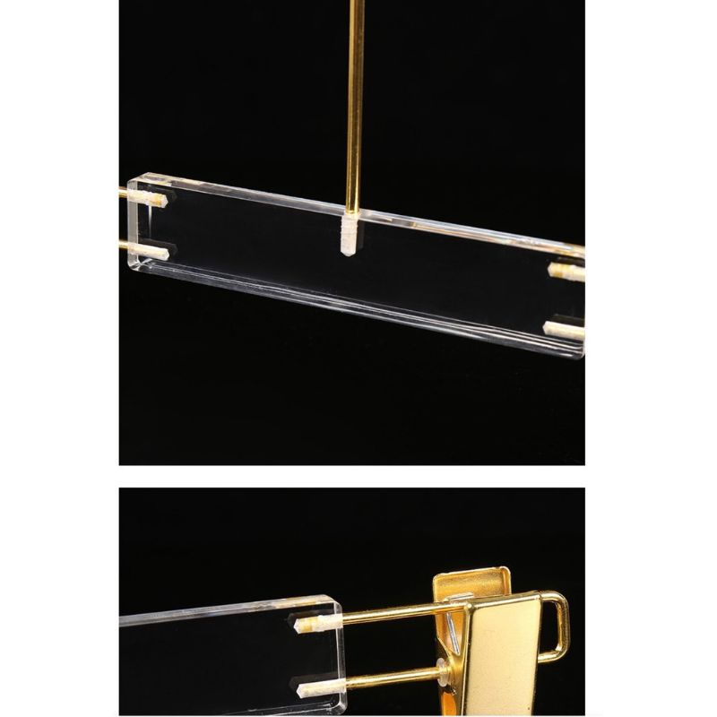 Móc treo quần áo - kẹp mika đầu kẹp mạ vàng siêu xinh và sang chảnh cho shop thời trang màu trong suốt,kích thước 30cm