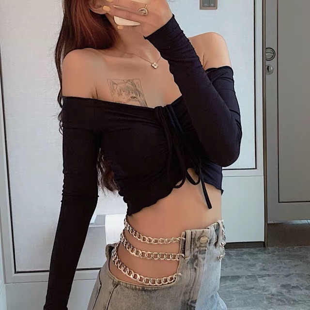 (ORDER) Quần jeans ống rộng cạp cao xích ngang khoe eo gợi cảm | BigBuy360 - bigbuy360.vn