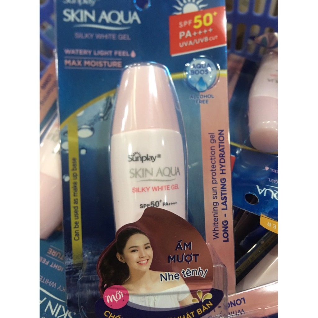 Gel Chống Nắng Dưỡng Da Trắng Mượt Sunplay Skin Aqua Silky White Gel SPF50 30g-MP