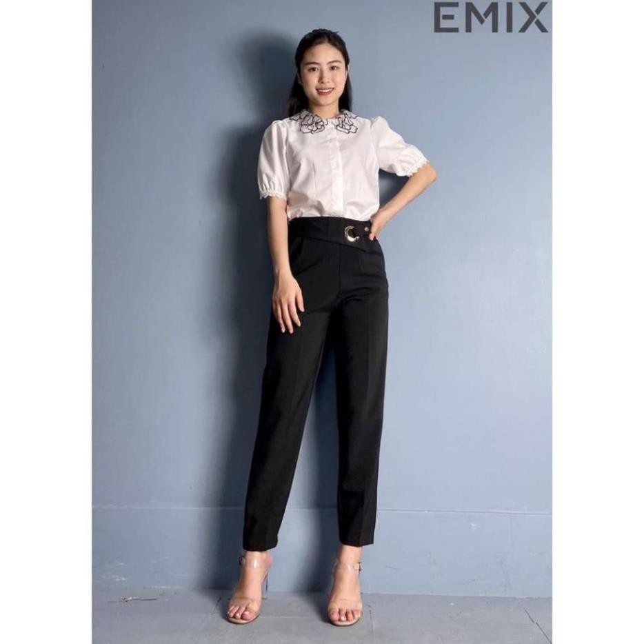 Quần Baggy Nữ Cạp Cao Cúc Lệch Form Đẹp Từng Đường Kim Mũi Chỉ thời trang Banamo Fashion baggy khuyên tròn nút 8320