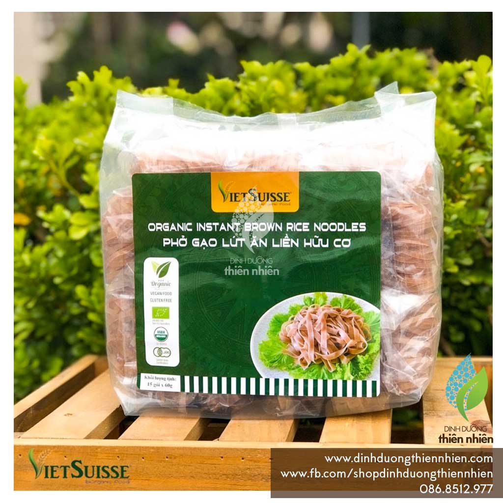 Phở Gạo Lứt Ăn Liền Hữu Cơ VietSuisse Organic Instant Brown Rice Noddles