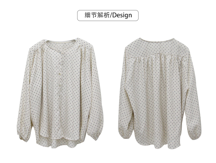 Áo sơ mi nữ tay dài họa tiết chấm bi thời trang