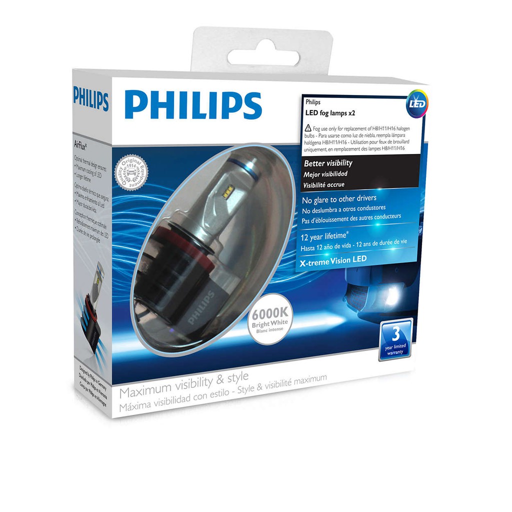 Bóng Đèn Gầm Ô Tô Philips X-Treme LED Chân H11, Ánh Sáng Siêu Trắng 6700K