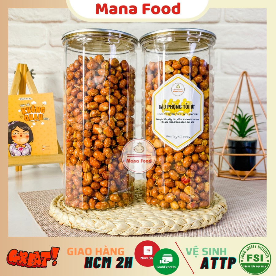 500G Đậu Phộng Tỏi Ớt Mana Food | Hạt lạc tỏi ớt, hạt dinh dưỡng - cay giòn thích mê