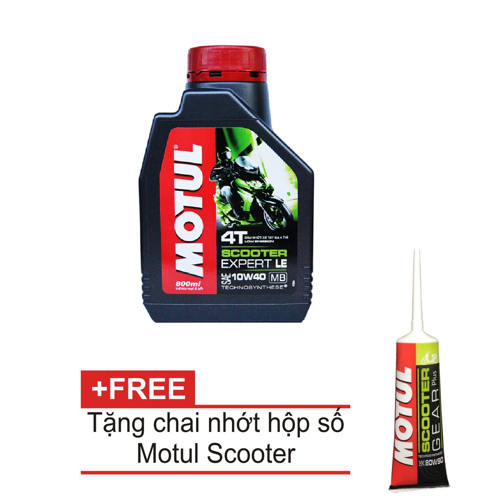 Nhớt MOTUL xe tay ga Scooter Expert LE 10W40 800ml tặng nhớt hộp số Motul Gear Oil 80W90