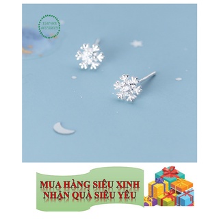 Bông tai, hoa tai bạc Ý S925 bông tuyết nhỏ đơn giản