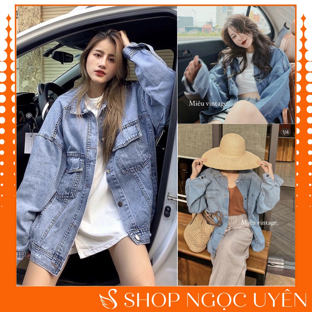 Áo Khoác Nữ Jean UNISEX Form Rộng Nữ - Áo khoác bò Denim nữ form rộng suông street style chống nắng basic Hàn Quốc