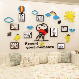 Tranh dán tường mica 3D - snoopy khung ảnh