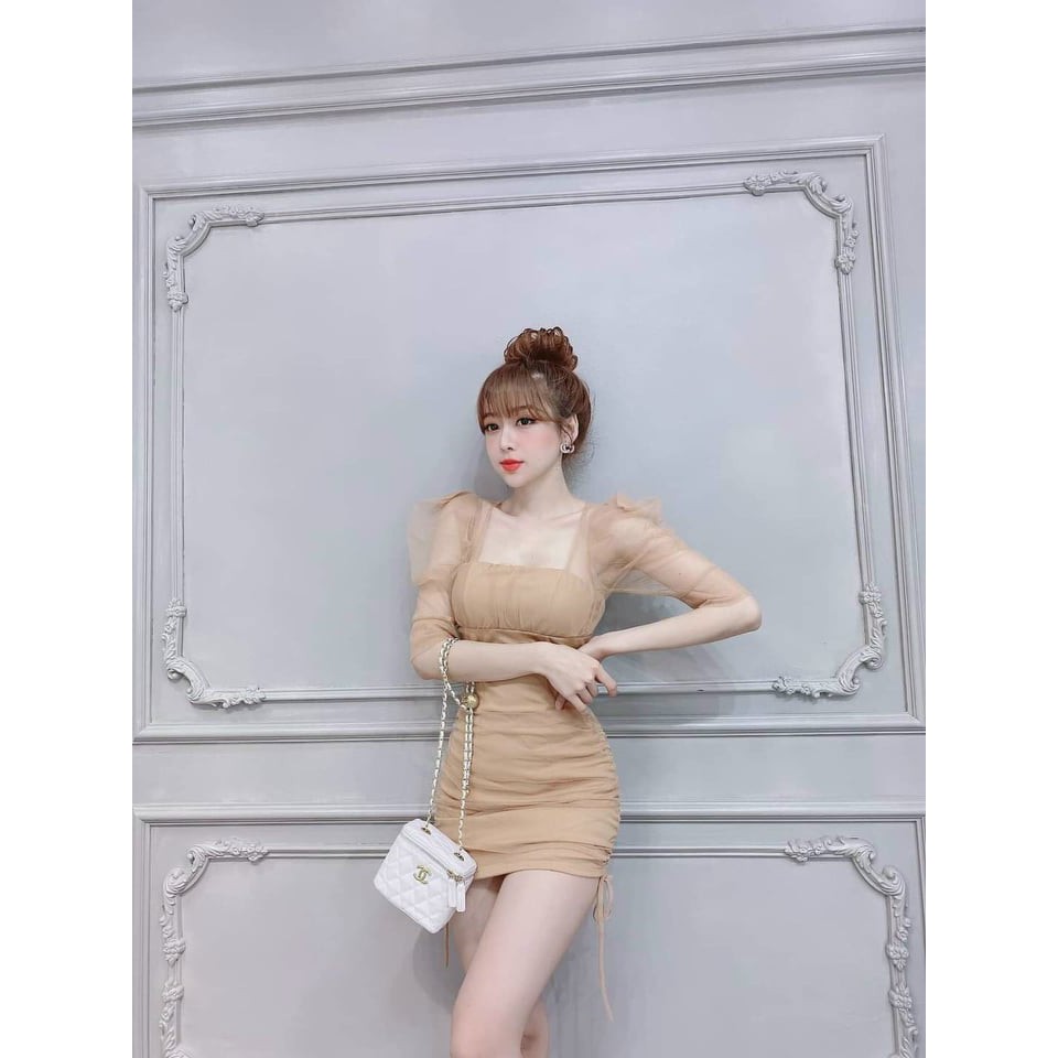 Đầm body cổ vuông phối lưới xịn xò 3 màu y hình ( co mút ngực ) | BigBuy360 - bigbuy360.vn