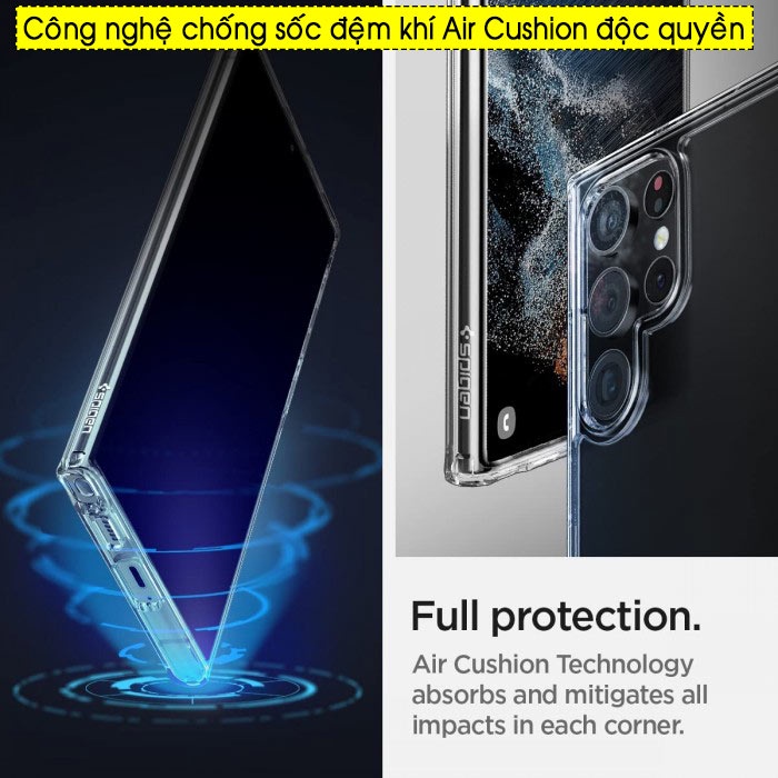 Ốp lưng Samsung Galaxy S22 Ultra / S22 Plus / S22 Spigen Ultra Hybrid trong suốt - Hàng Chính Hãng