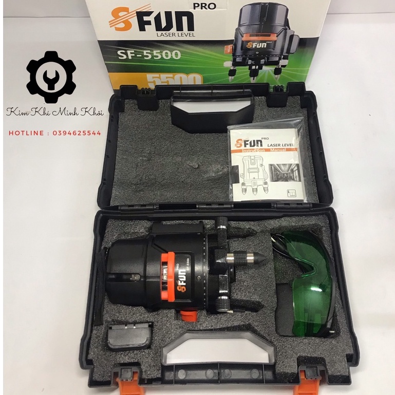 [sịn] Máy cân bằng laser Safun Pro SF-5500 5 tia xanh 1MM| Máy cân mực lazer | Máy bắn cốt