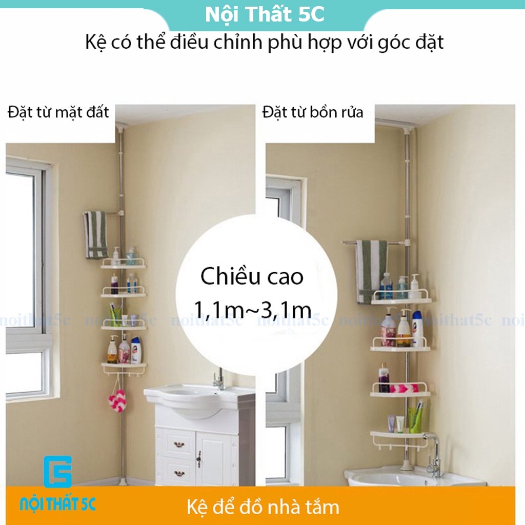 Kệ để đồ đa năng góc nhà tắm chất liệu inox bền đẹp có thể điều chỉnh chều cao tiện lợi