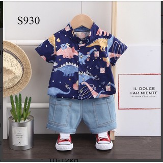 Áo sơ mi khủng long cho bé trai baby cat