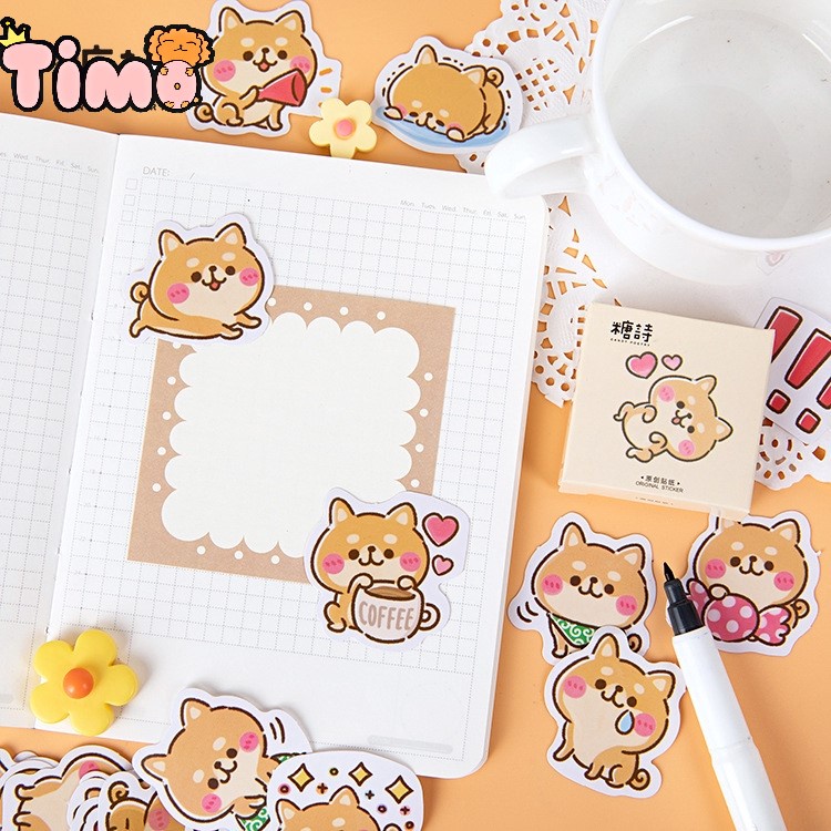 Set 45 hình dán họa tiết chó Shiba Nhật hoạt hình đáng yêu ST21 SHIBACUTE