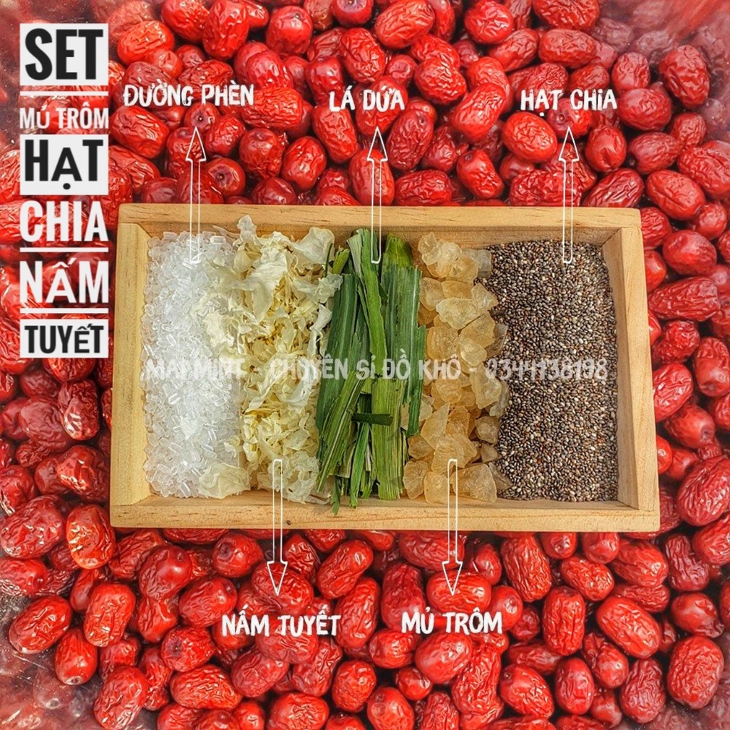 Mủ Trôm Hạt Chia &amp; Nấm Tuyết ( Nấu 4 - 5 Lít )