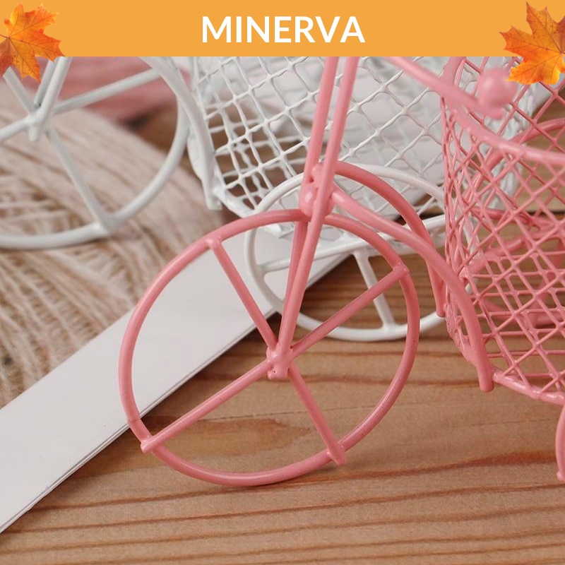 Xe đạp mini ba bánh có giỏ cắm hoa, để bàn làm việc trang trí văn phòng, trang trí nhà cửa