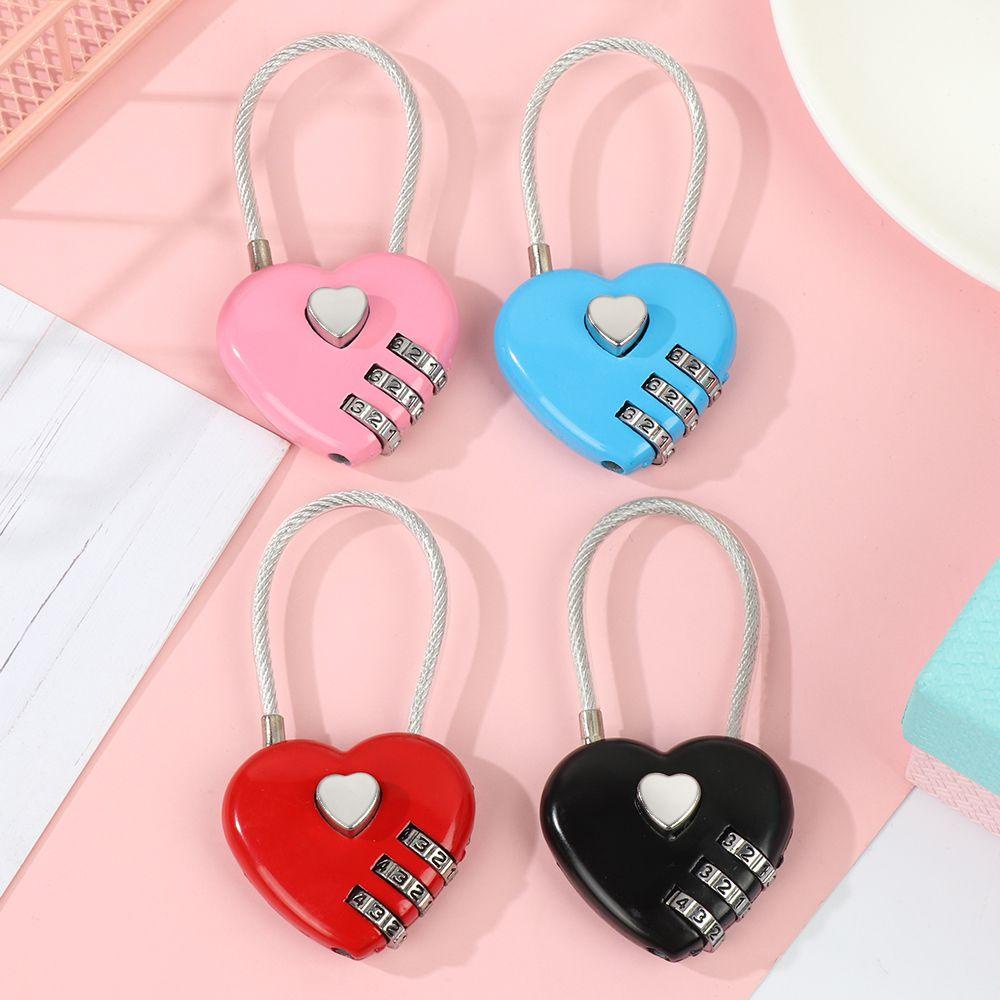 1 Ổ Khóa Hành Lý Du Lịch 3 Số Hình Trái Tim Bằng Hợp Kim Kẽm