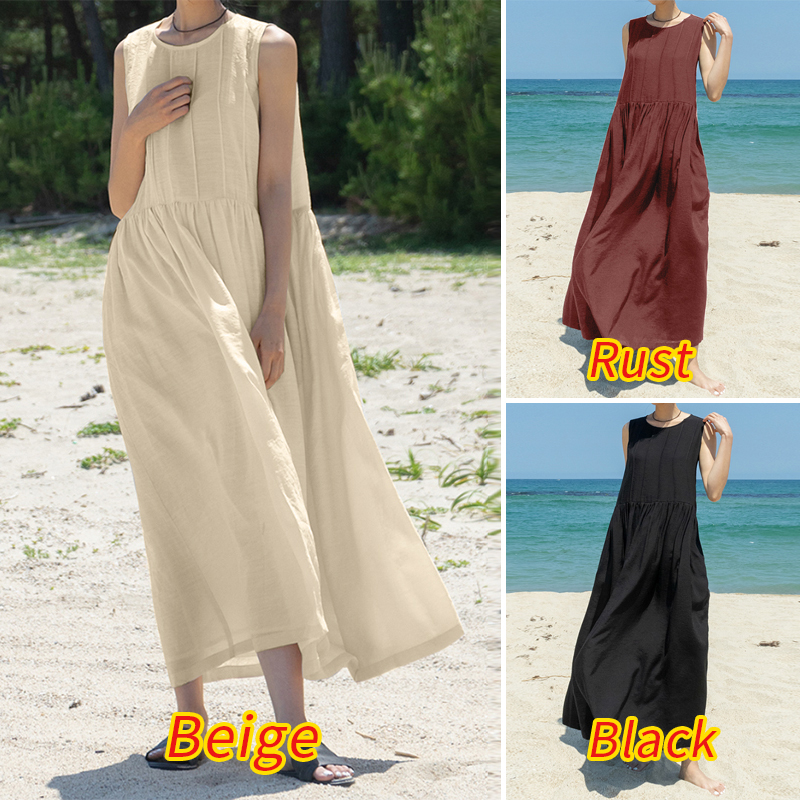 Đầm Maxi Zanzea Không Tay Thời Trang Dành Cho Nữ | BigBuy360 - bigbuy360.vn