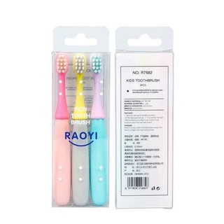 Set 3Bàn chải đáng răng đầu silicon sợi tơ cho bé
