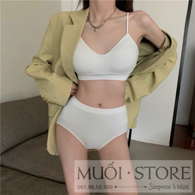 Bộ đồ lót thể thao cạp cao cao cấp trơn kèm mút hottrend CK005 - Hàng có sẵn( video kèm ảnh thật)