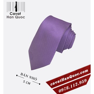Cà vạt bản nhỏ sần tím nhạt