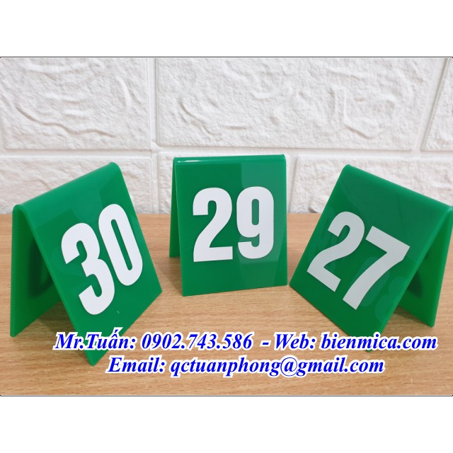 Thẻ Số Bàn Mica  - số bàn quán coffee, thẻ số bàn trà, bàn cafe