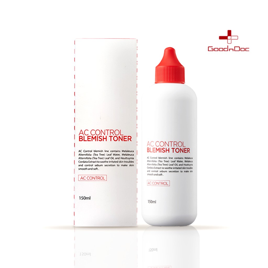 Toner Goodndoc AC Control Blemish Nước cân bằng tẩy da chết AHA + BHA cho da mụn, da thâm sạm 150ml