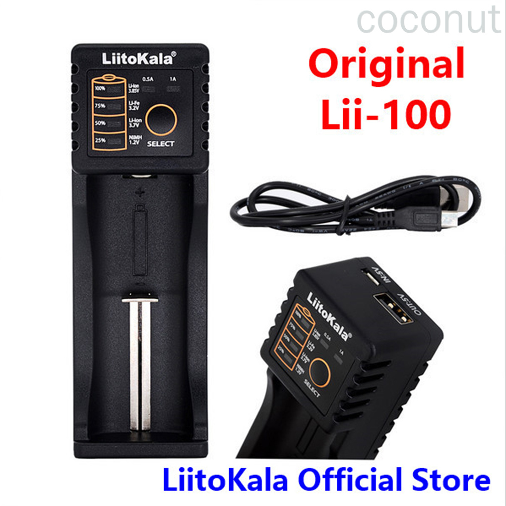Bộ Sạc Pin Liitokala Lii-100 Cho 18650 26650 4.35v / 3.2v / 3.7v / 1.2v