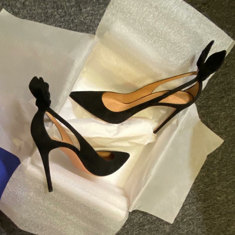 GIÀY CAO GÓT NHỌN VẢI DA LỘN THIẾT KẾ NƠ👠