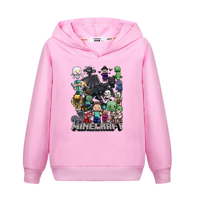 Áo khoác hoodie tay dài in hình minecraft thời trang mùa đông dành cho bé trai 2022